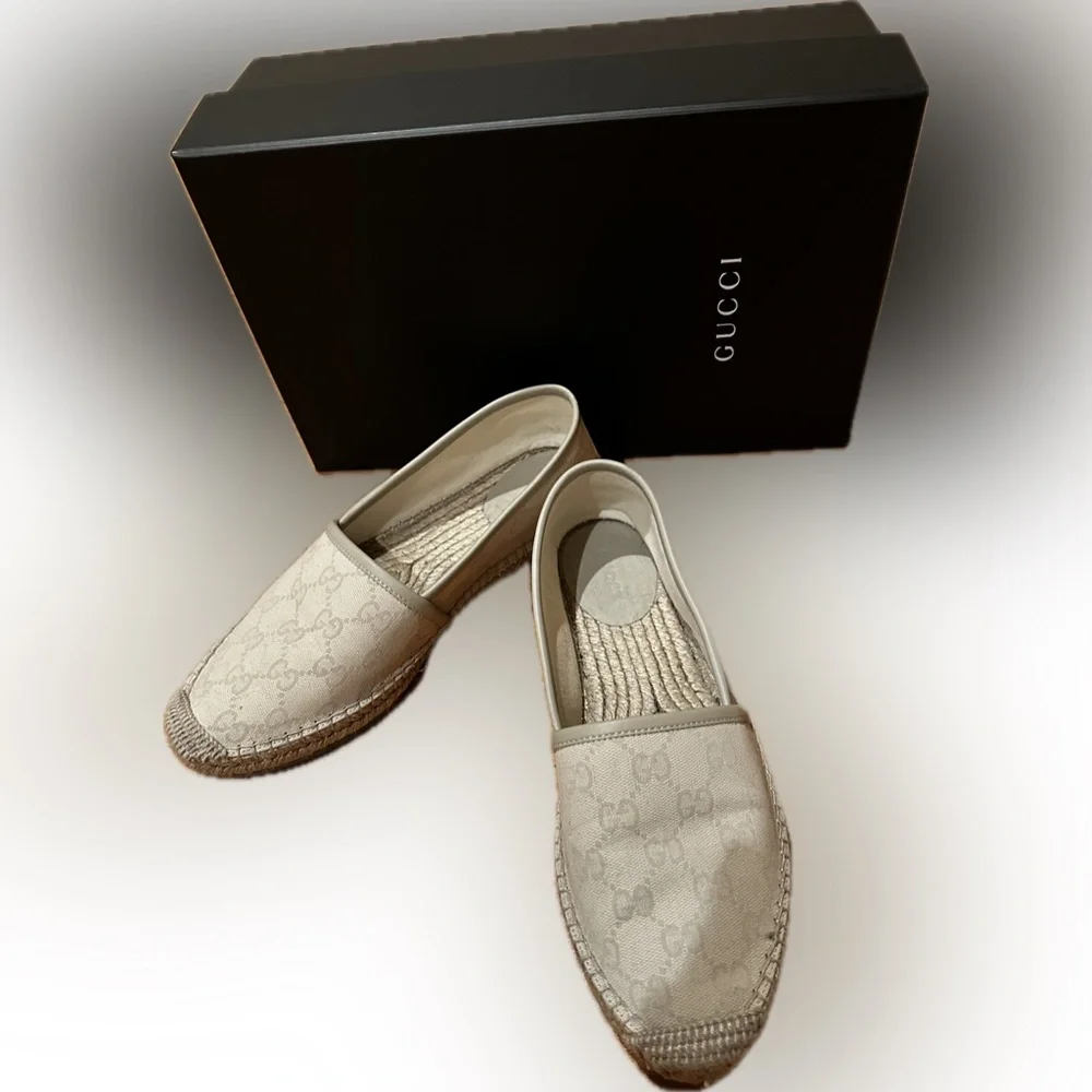 GUCCI Auth Espadrilles Beige Like New sz8
